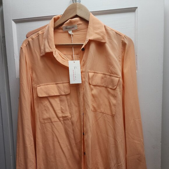 Vince Caputo Silk Crepe de Chine Blouse Sorbet - 1X - NWT $100 obo Stunning! - Picture 1 of 7